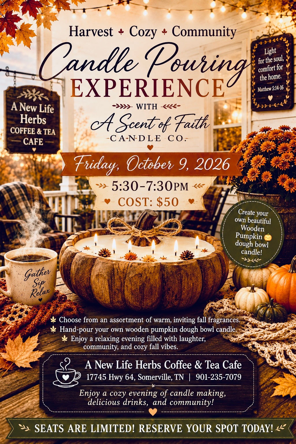 Candle Pouring Experience October 9, 2026